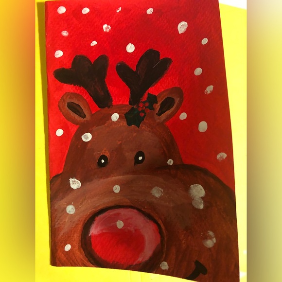 Hand painted Christmas card - Picture 3 of 4